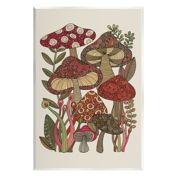 Stupell Industries Layered Mushrooms Nature Botanicals Intricate Floral Patterns Graphic Art Unframed Art Print Wall Art, Design by Valentina Harper