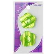 Angle View: Le Bouton Green Flower Buttons, 2 Count