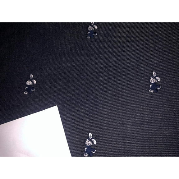 100% Cotton Denim Fabric 58" wide available in 2 styles DENIM BUNNY MOTIF /DENIM HERRINGBONE