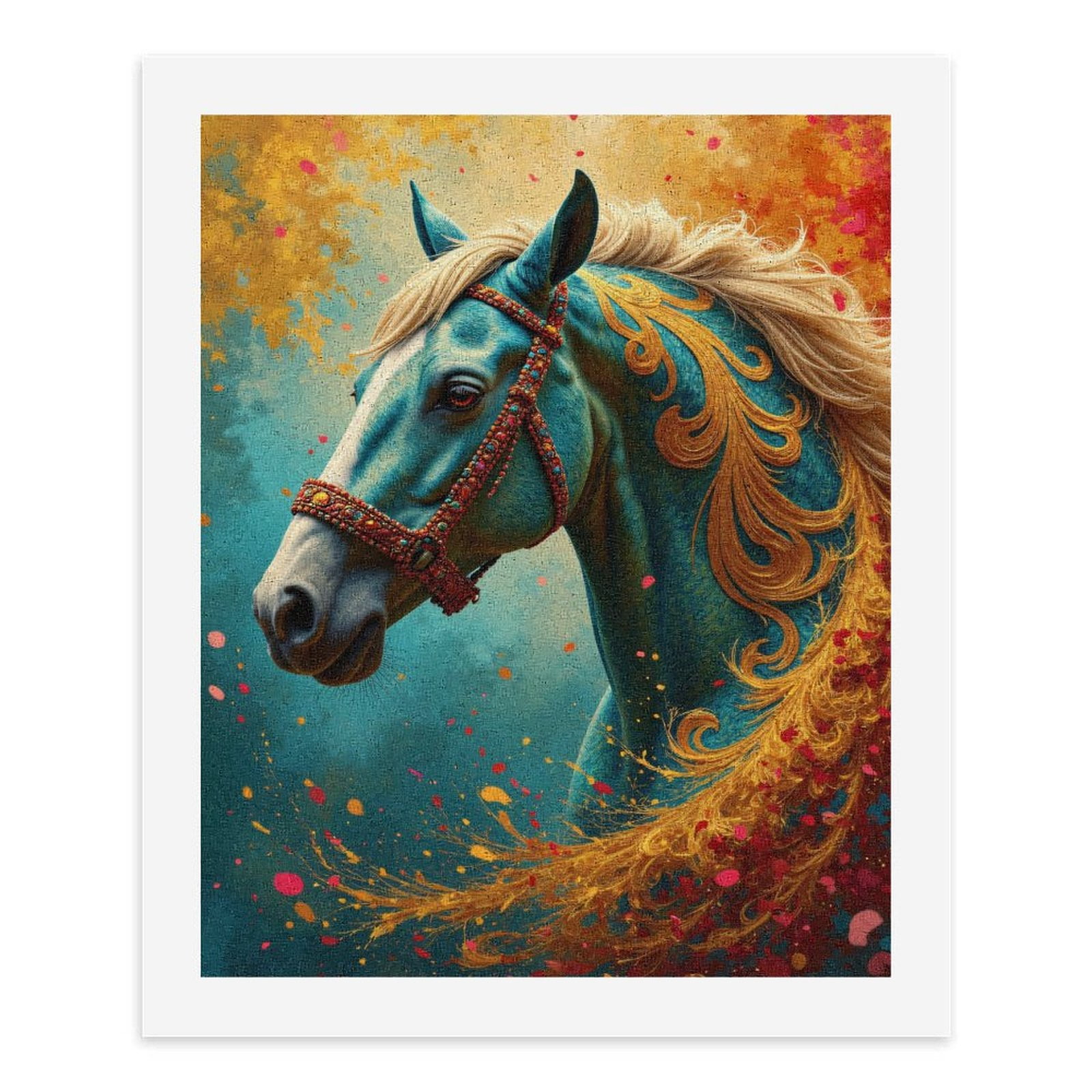 Paint By Numbers Kit for Adults Beginner - DIY Blue Horse Fantasy Art Burst Canvas Painting Kits for Adults, Frameless Paint By Number for Adults for Home Wall Decor 16x20 Inch