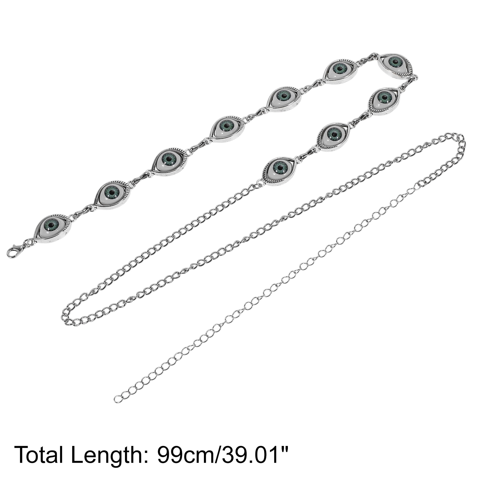Unique Bargains Boho Style Eye Adjustable Waist Belt for Women Silver Tone