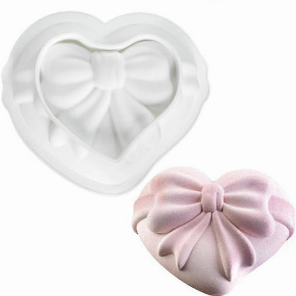 Heart Silicone Cake Mold Bow Heart Shape Mousse Pastry Moulds Tray for Diy Handmade Soap Jelly Dessert Chocolate Muffin