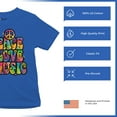 thumbnail image 4 of Tee Hunt Dean Russo Peace Love Music Youth T-Shirt Guitar Happy Good Vibe Kids, Blue, Small, 4 of 5