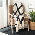 thumbnail image 5 of Safavieh  Lila Grace Geometric Pattern Fluffy Tufted Pure Cotton Throw Navy/Beige, 5 of 5