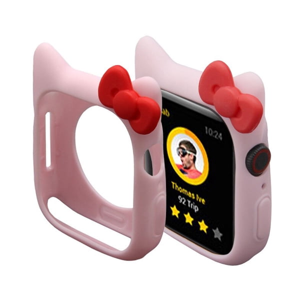 Funda protectora para Apple Watch, carcasa de silicona con dibujos animados de Hello Kitty, 40 y 44mm, Iwtse