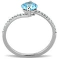 thumbnail image 3 of Stainless Steel Ring AAA GRD CZ Sea Blue DA014 for Women Sea Blue Stone Color Style High Size 6, 3 of 4