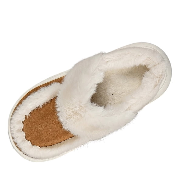 Wensltd Women Slippers Plush Lined Warm Slippers Thick Sole Casual Indoor Outdoor Daily White