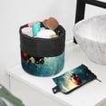 thumbnail image 6 of PhooArto Travel Cosmetic Bags Barrel Makeup Bag, Multifunctional Toiletry Bucket Bags Round Organizer Storage Pocket, Ladybugs on Blue Galaxy, 6 of 6