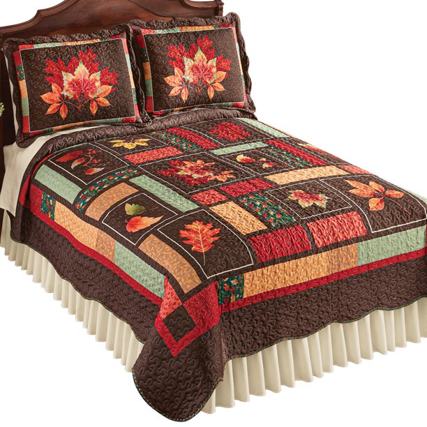 Collections Etc Seasonal Autumn Leaf Patchwork Design Quilt Walmart