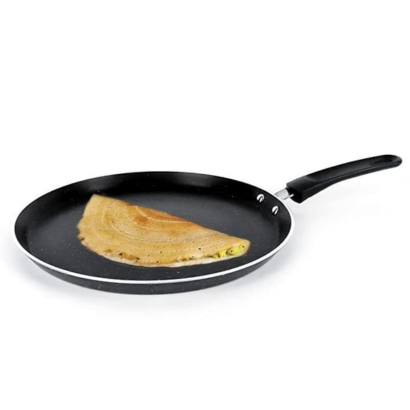 Aluminium Non Stick Dosa Tawa 28cm- 3mm Thickness, Black | Gas & Induction Cookware | 3 Layer Nonstick Coating | Granite Tawa For Roti | Fish Fry Tawa | Dosa Tava Roti | Tava Pan Non Stick | Flat Tawa
