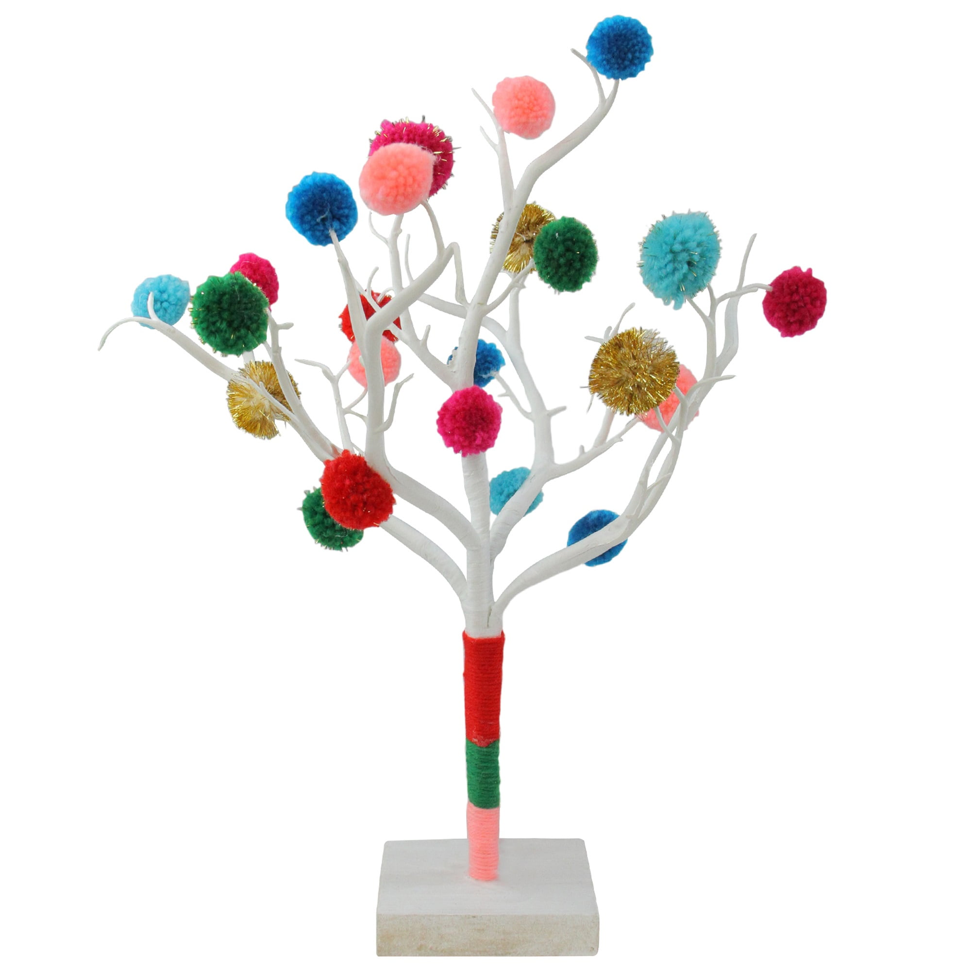 15 Multi Color Bohemian Christmas Pom Pom Twig Tree Walmart Com