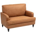 thumbnail image 1 of HOMCOM Modern Accent Chair, Upholstered Armchair with Turned Legs, Brown, 1 of 10