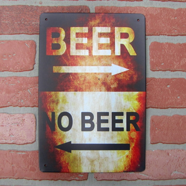 Beer No Beer Arrow Novelty Metal Sign Tin Man Cave Garage Decor Bar Pub Wall Art