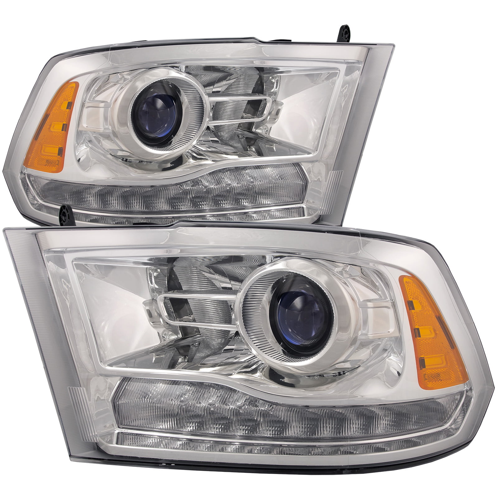 HEADLIGHTSDEPOT Chrome Headlights Compatible with Dodge Ram 1500 2500 3500 Includes Left Driver and Right Passenger Side Headlamps 
