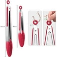 thumbnail image 3 of Premium Stainless Steel Locking Kitchen Tongs with Silicon Tips, Set of 2-9" and 12"(Red), 3 of 19