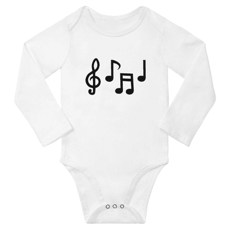 

Musical Note Line Art Cute Baby Long Sleeve Bodysuit (White 6-12M)