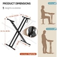thumbnail image 2 of IGUOHAO Keyboard Stand Double Braced X Style Adjustable Digital Piano Keyboard Stand with Locking Straps for 61 76 88 Keys, 2 of 7