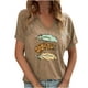thumbnail image 2 of Fiudx Ofertas de La Semana Blusas con Cuello En V de Manga Corta con Estampado Informal a La Moda para Mujer, 2 of 5