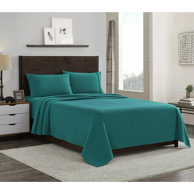 Sábanas de franela Sweet Home Collection King, color verde azulado