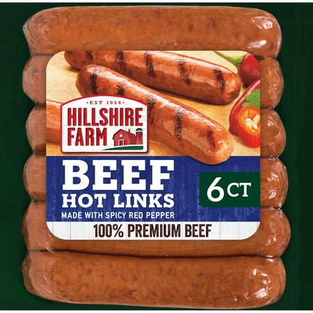 product image of Hillshire Farm Hot Beef Smoked Sausage Links, 13.5 oz, 6 Count