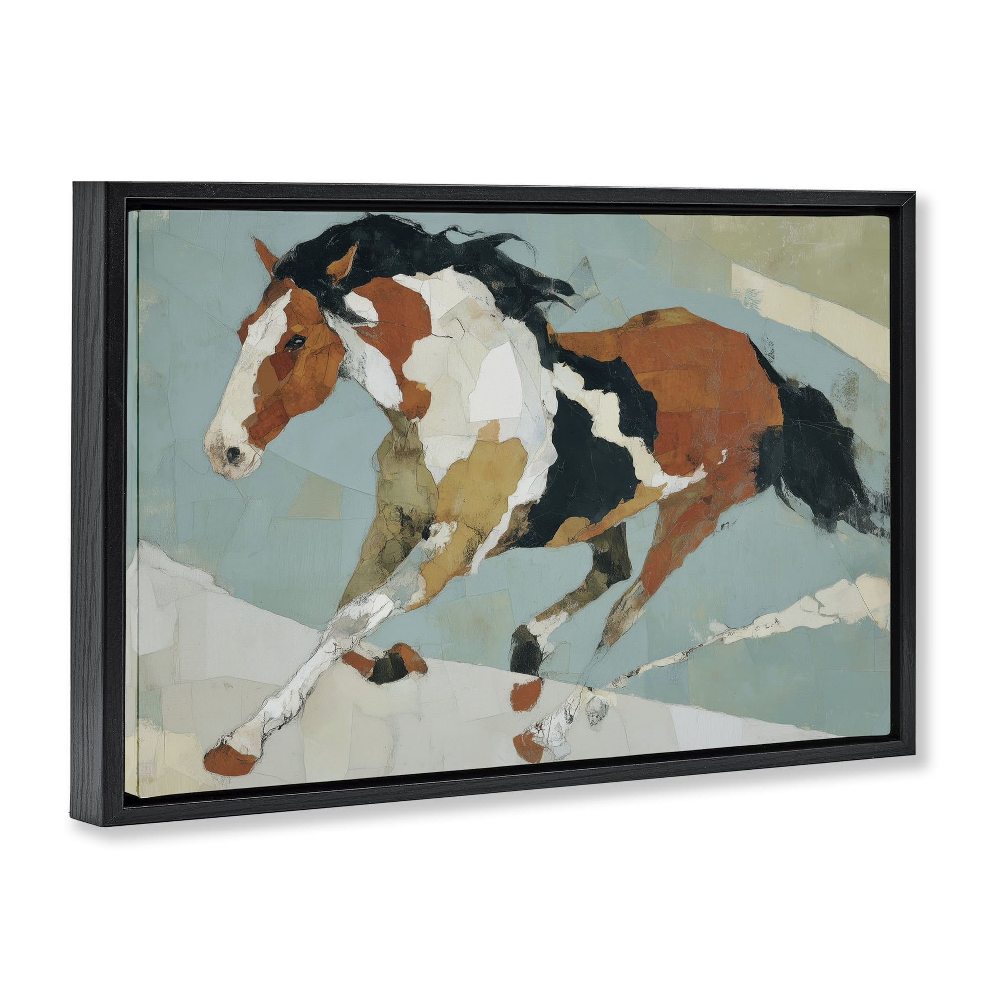 Stupell Industries Paint Horse in Motion Black Framed Floater Canvas Wall Art, design by Chromatic Storm Studio