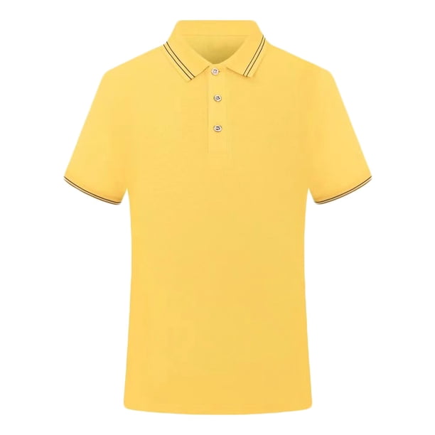 Camiseta de Manga Corta, Botón Casual Turndown Pullover T-Shirt Top de Color Sólido Hecho de Poliéster para Hombres de Verano de Uso Diario, Mangas de Mano para Hombres