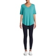 thumbnail image 2 of Time and Tru Women's Short Sleeve V-Neck Tunic T-Shirt, 2 of 5