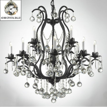 - Wrought Iron Crystal Chandelier Dressed With Crystal Balls