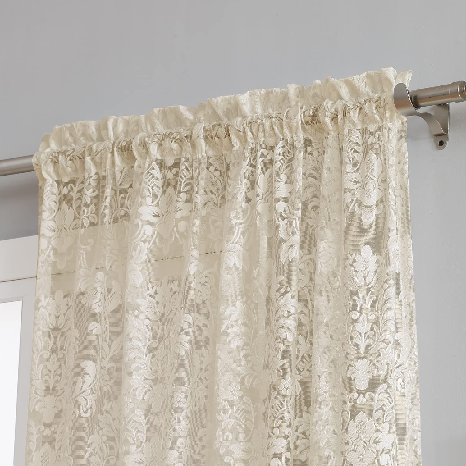 Warm Home Designs 54" W x 96" L Golden Linen Lace Curtains. FI Linen 96