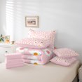 thumbnail image 6 of Homewish Rainbow Cute Floral 7pcs Queen Bedding,Pink Flowers Print Bedding Comforter Set Queen,Pink Reversible, 6 of 8
