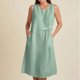 thumbnail image 2 of Vestido de Verano para las Mujeres Playa, Moda Vacaciones Color Sólido sin Mangas Hueco Fuera de la Fiesta Midi para Casual, 2 of 9
