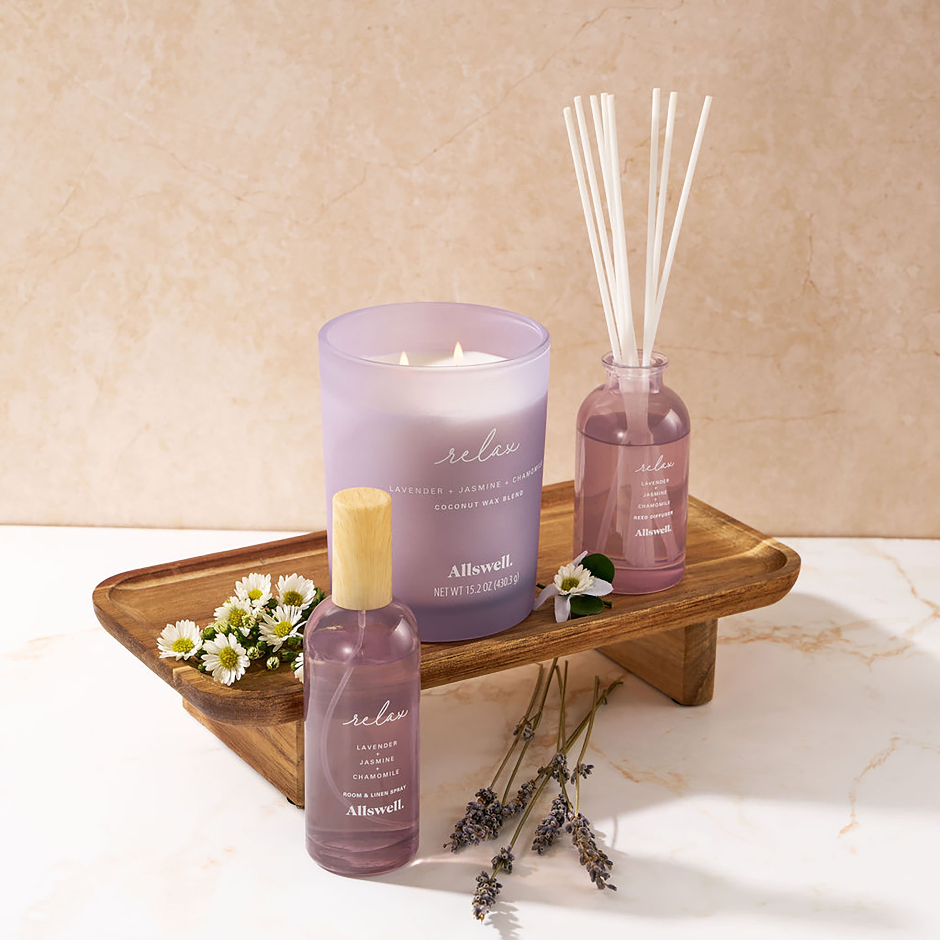 Allswell Relax Scented 15.2oz Lavender Jasmine Chamomile Candle
