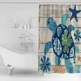 thumbnail image 2 of Ocean Turtle Shower Curtain, 60" x 72", Sea Animals Rustic Wooden Board Waterproof Bathroom Curtain Washable Shower Curtain Set with 12 Hooks, 2 of 6