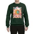 thumbnail image 2 of Wild Bobby Sun and Moon Groovy Vintage Daisy Flowers Stars Vintage Unisex Crewneck Sweatshirt, Forest Green, X-Large, 2 of 6
