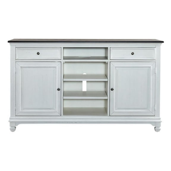 Pemberly Row Farmhouse 68" Highboy TV Console in White