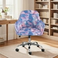 thumbnail image 2 of Whosucclay Blue Butterfly Print Swivel Armrest Curved Back Cover Thick Computer Chair Slipcover with Arms Removable Dining Chair Slipcovers for Office Living Room Banquet Vanity, 2 of 7
