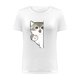 thumbnail image 4 of Camiseta blanca informal con cuello redondo y manga corta con estampado de gato bonito para mujer Pompotops hkajfhjk459207, 4 of 5