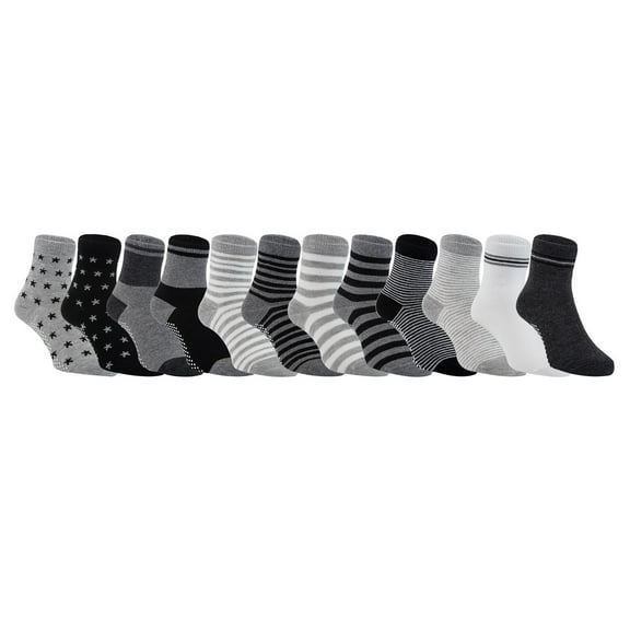 Meso Unisex Children 12 Pairs Pack Non-Skid Non-Slip Cotton Socks 1Y-3Y