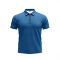 thumbnail image 5 of HBGVBA Men Print Short Sleeve 1 4 Zip Collared Top Drawstring Elastic Waist Casual Shorts Set, 5 of 5