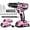 Pink, variant on ZEN Drill, 21V Cordless Drill with Dual 2.0Ah Power Pack and Charger, Electric Power Drills Set, 3/8 Inch Chuck, 25+1 Torque, 2 Speed 29 Accessories Tool for DIY, Gifts