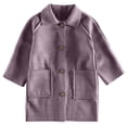 thumbnail image 3 of THDHVS Girls Winter Coat,Winter Coats for Girls,Fashion Girls' Solid Color Long Sleeve Warm Coat Casual Loose Jacket Purple 6-7 Years, 3 of 4