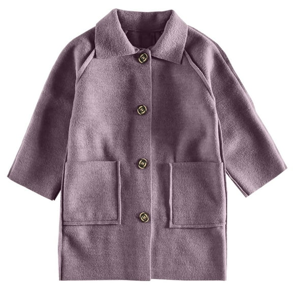 Kaemgyyd Toddler Girls Winter Coat Fashion Long Sleeve Button down Trench Coat Casual Solid Pocket Long Outerwear 2-8 Y