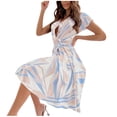 thumbnail image 1 of Pompotops Robes d'Été Décontractées à Manches Courtes et Col en V pour Femmes, 1 of 9