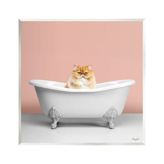 Stupell Industries Orange Cat in Bathtub Animals & Insects Painting Unframed Art Print Wall Art, 12 x 12