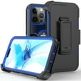 thumbnail image 2 of Xihaiying iPhone 12, 12 Pro Case + Screen Protectors + Belt Clip Holster, Heavy Duty Hard Shockproof Armor Protector Case (Dark Blue+Blue), 2 of 7