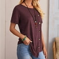 thumbnail image 5 of Mittory Womens Tops Short Sleeve Button Side Asymmetrical Shirts Tunics Basic Fashion Summer Clothes, 5 of 8