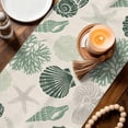 thumbnail image 3 of Sage Green Coastal Table Runner 90 Inches, Starfish Shell Coral Summer Beach Rustic Bed Runner Dresser Scarves Tabletop for Indoor Outdoor Parties/Ceremony/Banquet, 13" x 90", 3 of 9