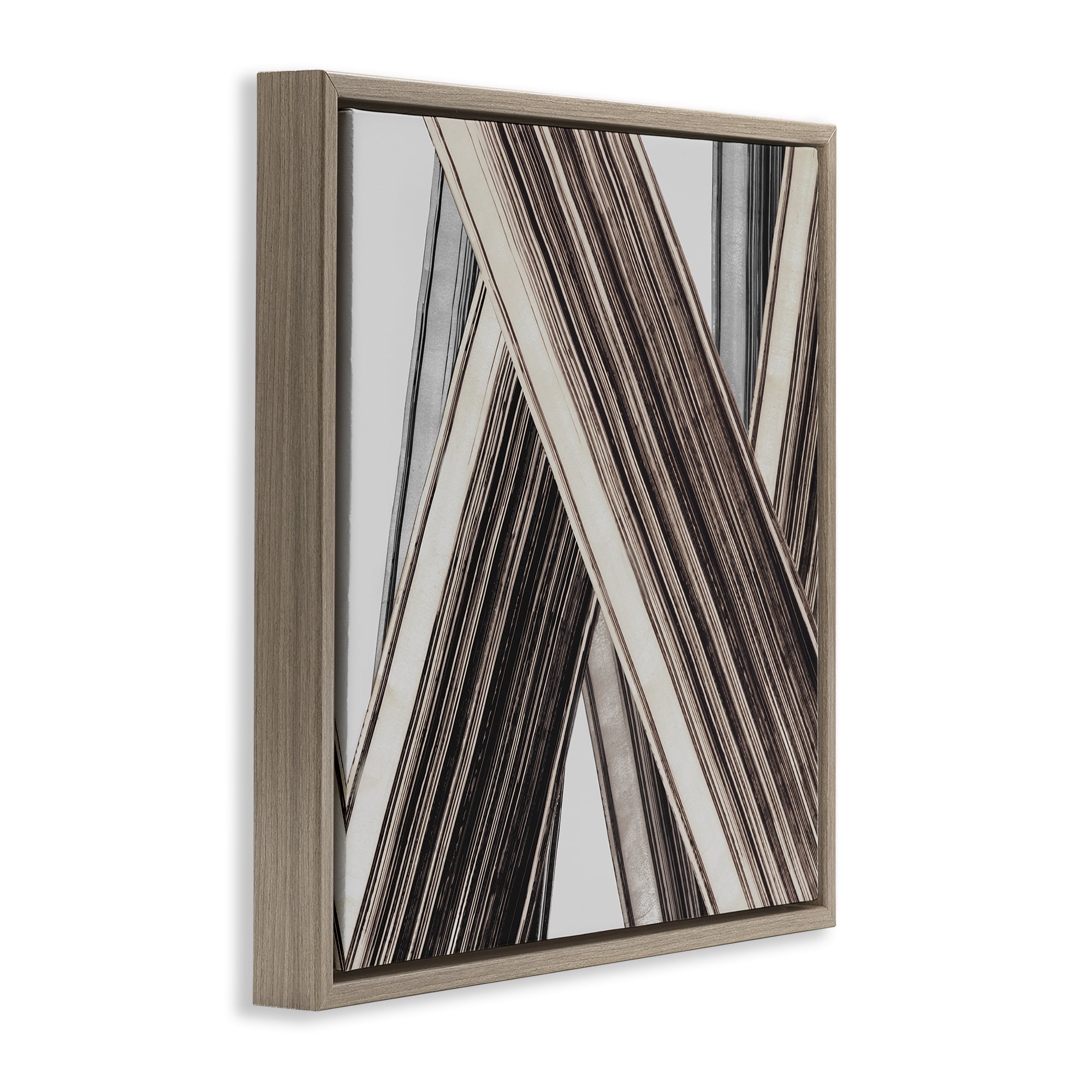Stupell Industries Intersecting Lines Abstract Abstract Painting Brown Floater Framed Canvas Art Print Wall Art, 18 x 18
