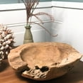 thumbnail image 5 of Chunky Teak Wood Bowl, Hand Crafted, Dish Size, 11.75 Overall Vessel Diameter, 7 Inch Bowl, Warm Brown, Sanded Smooth, Grainy Knotted, Decorative, 5 of 5