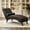 Dark Gray + technical leather + Foam, variant on AUU Mid-Century Modern Curved Chaise Lounge Chair with Bolster Pillow – Premium Tech Fabric Upholstery, 400 lb Capacity, for Living Room, Bedroom, or Reading Nook